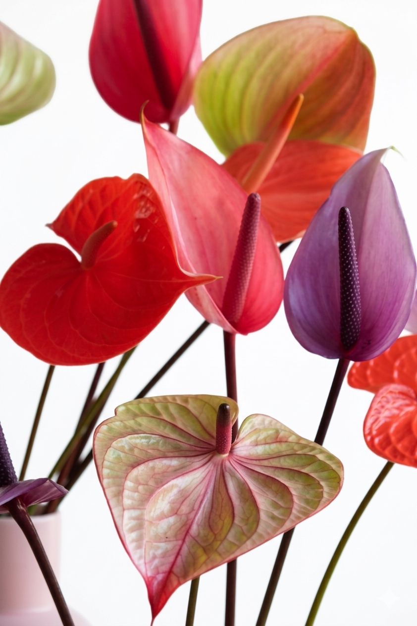 Flores de Anthurium Fantasía importadas de Holanda con colores degradados para mayoristas.