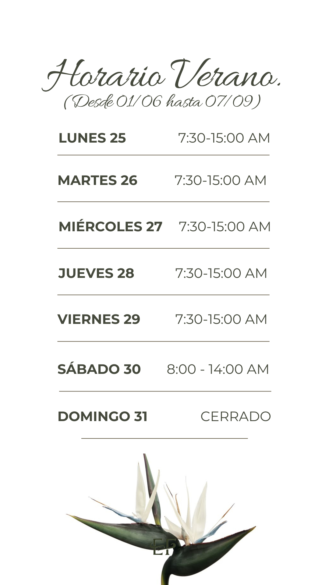 horario de verano extraflor