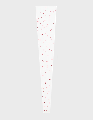 Bolsa de polímero transparente de alta resistencia diseñada para transporte floral, con asas reforzadas y base estable, mostrando su claridad cristalina sobre un fondo neutro.