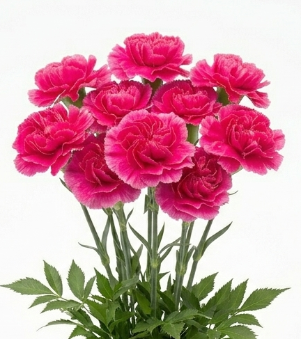 Claveles nacionales frescos de temporada para floristería profesional.