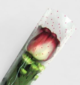 Bolsa protectora para 1 tallo con estampado de puntos para floristería