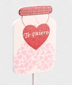 Adorno de madera en forma de bote con mensaje "Te quiero" para flores