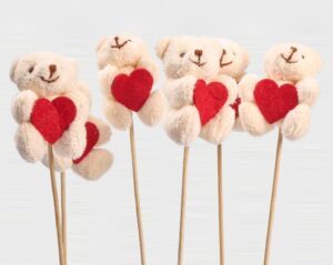 Adorno tipo pick de osito de peluche para ramos de flores y regalos