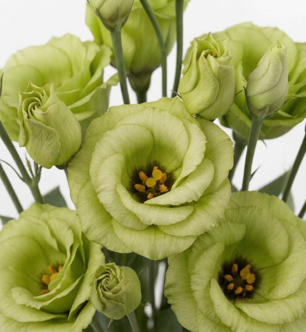 Lisianthus verde nacional fresco para composiciones florales profesionales.
