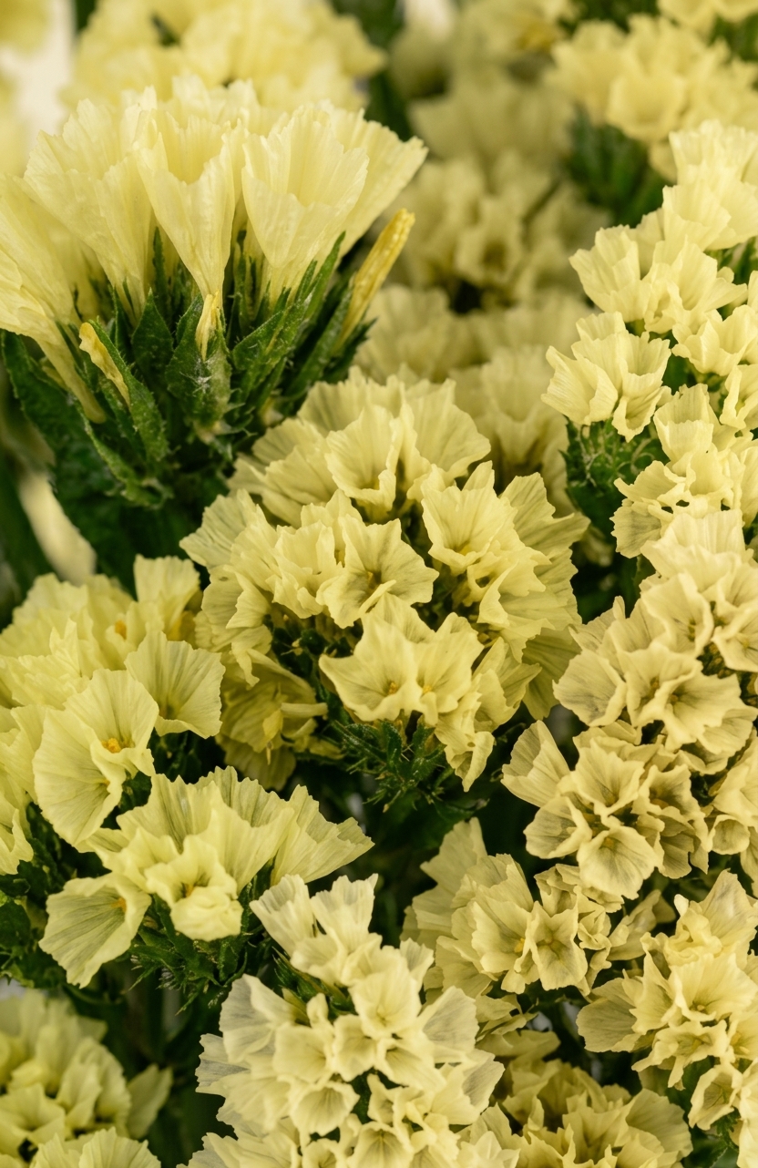 Statice sólido amarillo nacional fresco para relleno de ramos y arreglos florales.